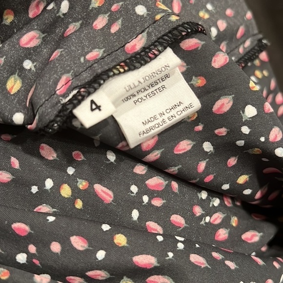 Ulla Johnson Black Rose Print Tunic Blouse Size 4 - Picture 7 of 8